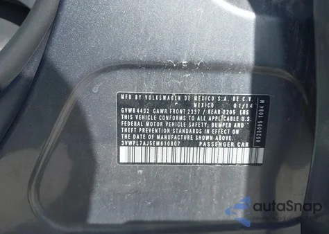 2014 Volkswagen Jetta Sportwagen 2.0L Tdi z USA, uszkodzony, nr VIN 3VWPL7AJ5EM610807